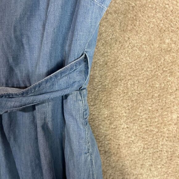 J.‎ Crew Wrap Jumpsuit Women's 4 Blue Denim Chambray Tie Waist Sleeveless V Neck - Picture 5 of 12